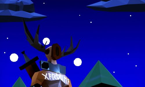 Visuel 3D Low Poly avec un cerf humanisé